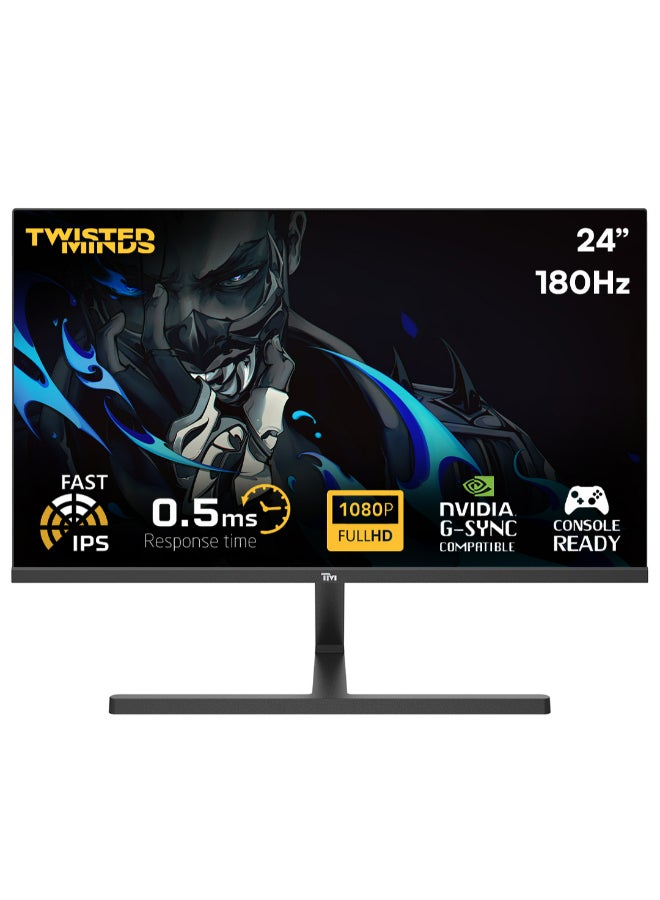 تويستيد مايندز شاشة الألعاب TM24FHD180IPS Blaze Series مسطحة بحجم 23.8 بوصة، دقة 1920x1080p FHD، لوحة IPS، معدل تحديث 165/180 هرتز، زمن استجابة 0.5 مللي ثانية، HDMI 2.1، HDR مع مكبرات صوت مدمجة شاشة قيمنق  - Image 1