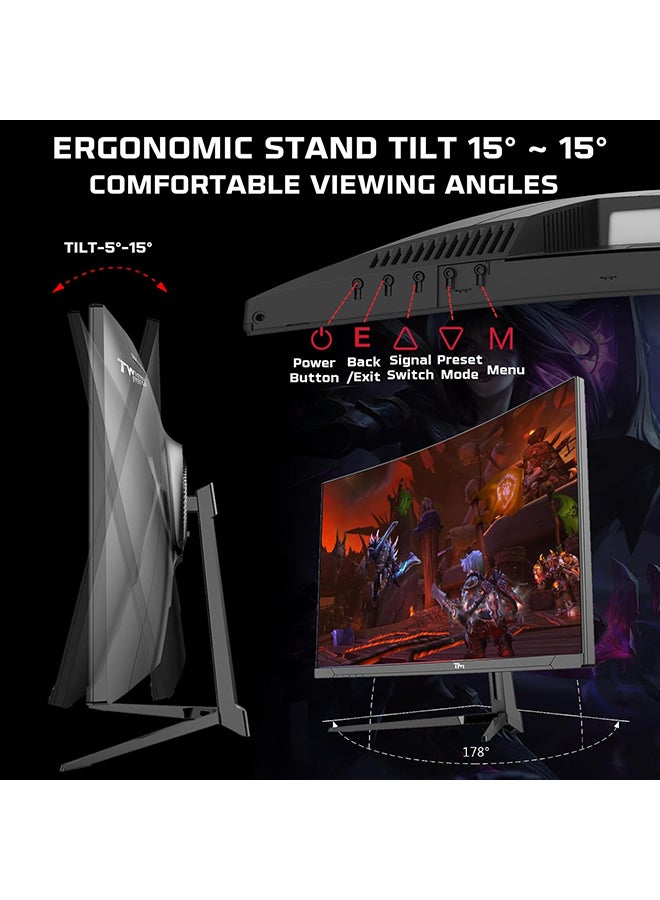 TWISTED MINDS - TM27FHD180VA Eclipse Series Gaming Monitor Curved 27 Inch 1920x1080p FHD VA Panel 165/180hz Refresh Rate HDMI 2.1 0.5 Response Time HDR with Built in Speakers Black - Image 1