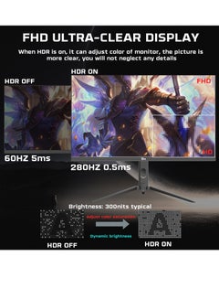 TWISTED MINDS 27 inch  Supreme Series, ( 1920x1080p) FHD IPS, 280Hz 0.5ms Gaming Monitor, HDMI 2.1, HDR, Console Ready, G-sync Compatable  TM27FHD280IPS Black  - Image 3
