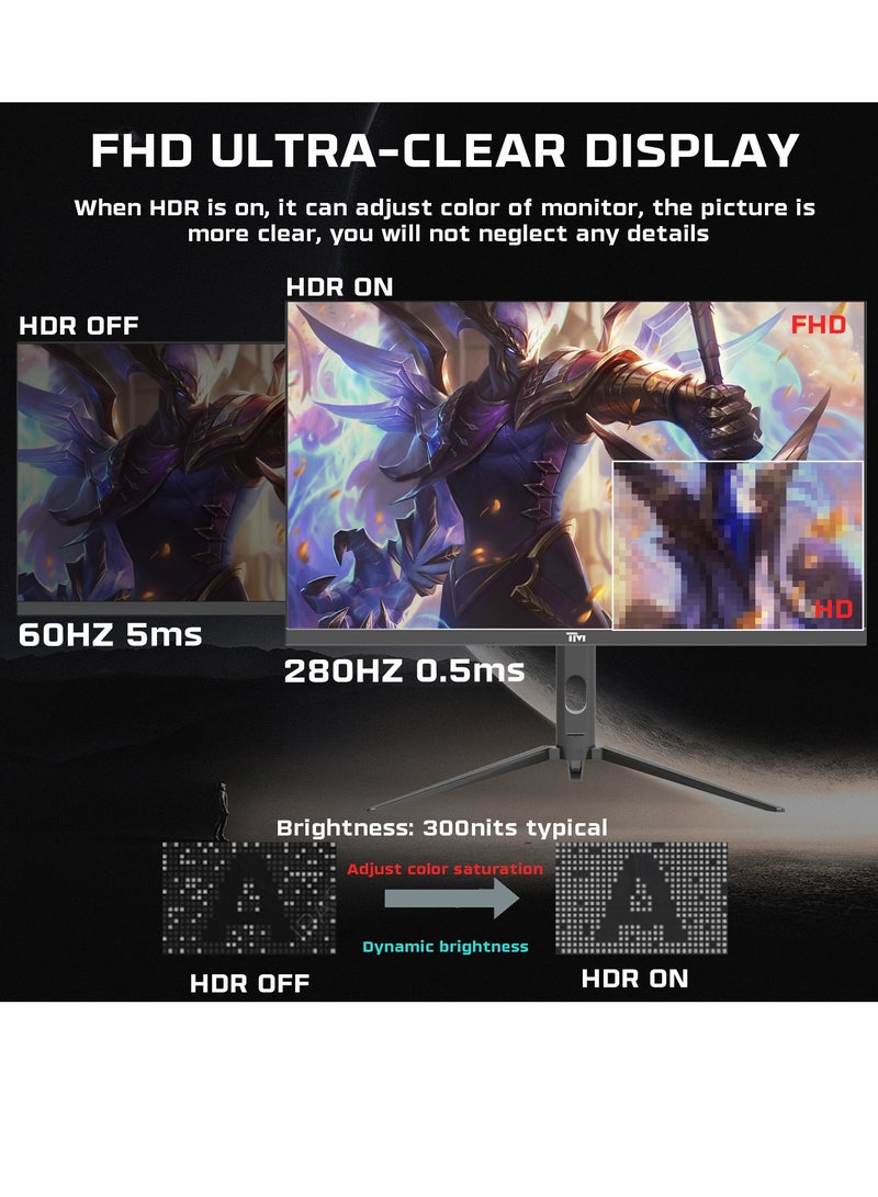 TWISTED MINDS - 27 inch  Supreme Series, ( 1920x1080p) FHD IPS, 280Hz 0.5ms Gaming Monitor, HDMI 2.1, HDR, Console Ready, G-sync Compatable  TM27FHD280IPS Black - Image 1