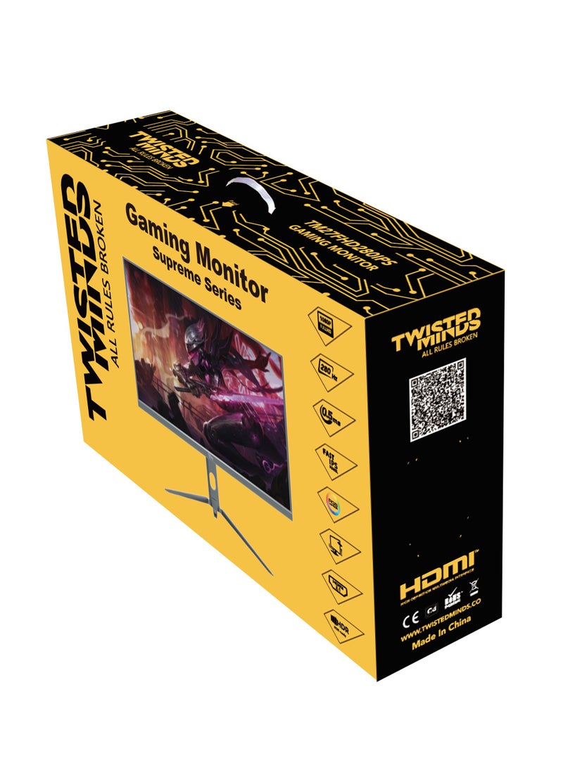 TWISTED MINDS - 27 inch  Supreme Series, ( 1920x1080p) FHD IPS, 280Hz 0.5ms Gaming Monitor, HDMI 2.1, HDR, Console Ready, G-sync Compatable  TM27FHD280IPS Black - Image 1