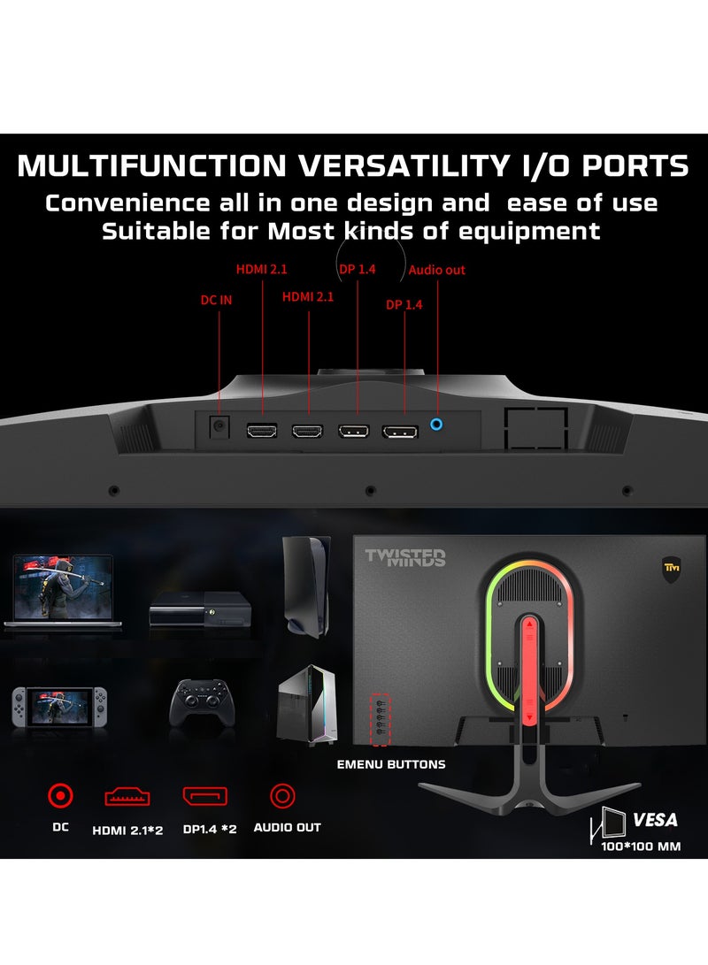 TWISTED MINDS - 27 inch QHD Blaze Series (2560x1440p) IPS 180Hz 0.5ms Gaming Monitor, HDR Black Gaming Monitor, HDMI 2.1, Console Ready, G-sync Compatable, TM27QHD180IPS Black - Image 1