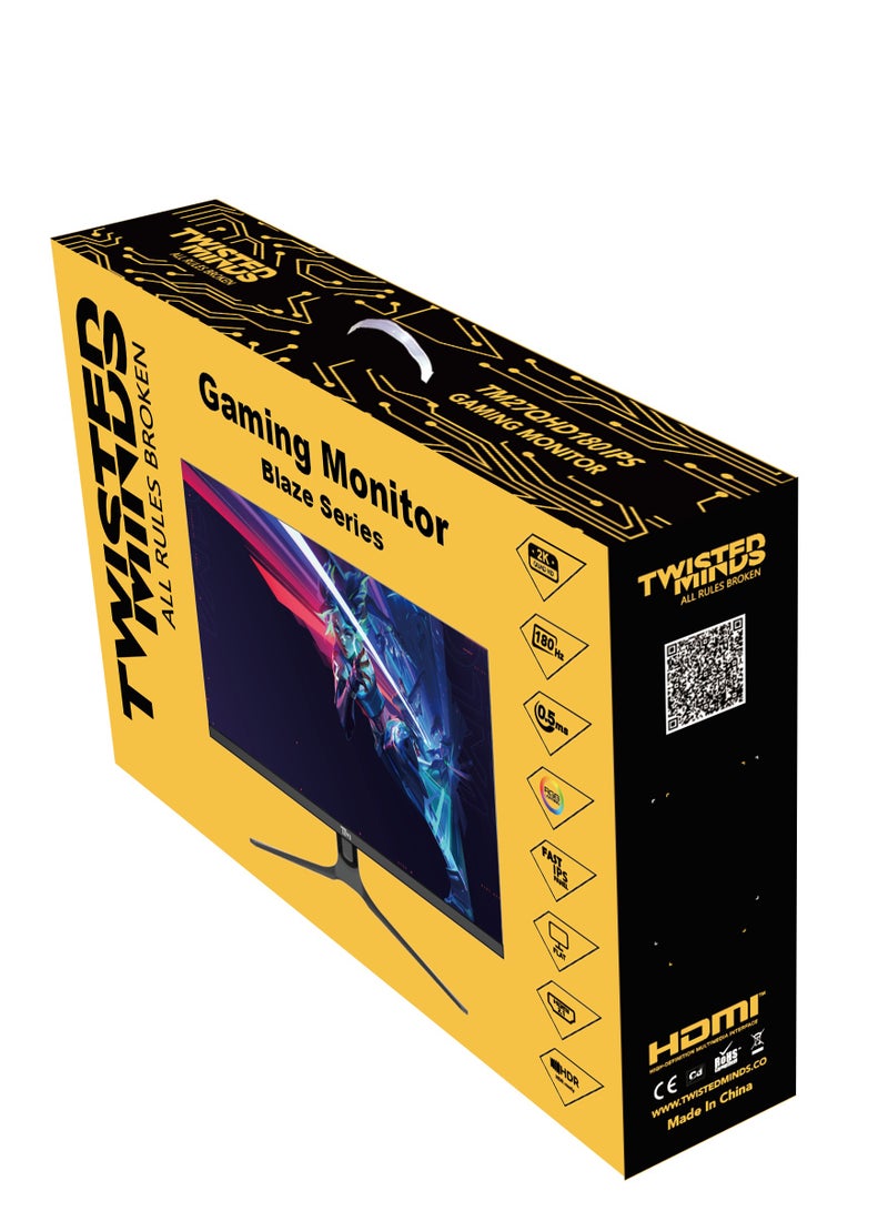 TWISTED MINDS - 27 inch QHD Blaze Series (2560x1440p) IPS 180Hz 0.5ms Gaming Monitor, HDR Black Gaming Monitor, HDMI 2.1, Console Ready, G-sync Compatable, TM27QHD180IPS Black - Image 1