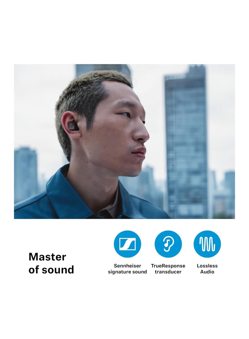 Sennheiser Momentum True Wireless 4 Smart Earbuds Bluetooth 5.4, Crystal Clear Sound, Ergonomic Design, 30 Hours Battery Life, Adaptive ANC Black Graphite  - Image 3
