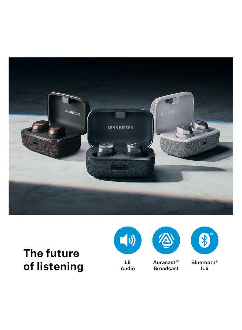 Sennheiser - Consumer Audio Momentum True Wireless 4 Smart Earbuds with Bluetooth 5.3, Crystal-Clear Sound, Comfortable Design, 30-Hour Battery Life, Adaptive ANC, LE and Auracast White/Silver - Image 1