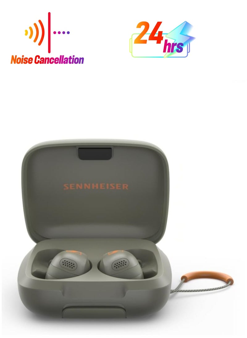 Sennheiser Momentum Sport Bluetooth Headphones, Fitness Tracker for Heart Rate and Body Temperature, Sports Sound, Adaptable ANC, Secure Fit, IP55 Sweat Resistance and 24 Hours Battery Life, Graphite  - Image 1