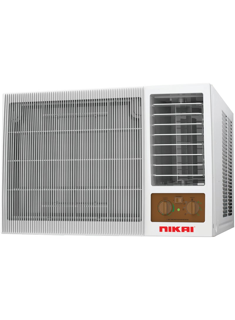 نيكاي 2 Ton Window AC, T3 Rotary Compressor, R410 Refrigerant, Tropical Cooling, Low Noise, Energy Efficient Air Conditioner, Eco Grill Design NWAC24031N24 White 