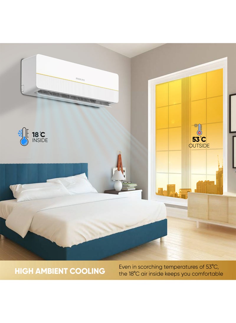 2.5 Ton Split AC, Energy Efficient Cooling with T3 Tropical Rotary Compressor, Turbo Mode with 4 Way Swing, 30000 BTU Air Conditioner, Gold Fin Technology, Ideal for Home & Office - NSAC30131N24 White