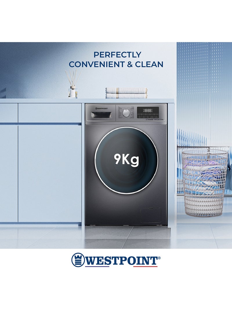 WESTPOINT - Washing Machine 9kg Front Load Energy Efficiency WMT-91422S Silver - Image 1