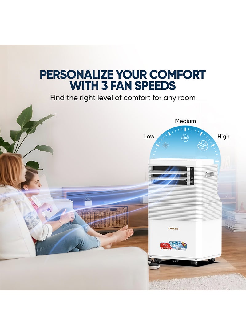 نيكاي 1.2 Ton Portable AC, Efficient Cooling with Rotary Compressor, R410 Refrigerant,Auto Evaporation, Remote Control, Low Noise, and Caster Wheels for Easy Mobility, Ideal Air Conditioner for Rooms & Kitchen, Home – NPAC15512A White  - Image 4