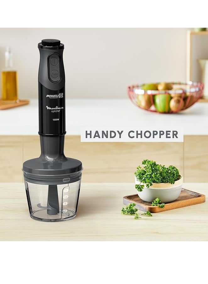 مولينكس - Optichef Hand Blender 1000 Watt 15 Functions 500 ML Chopper Whisk DD6552EG Black - Image 1