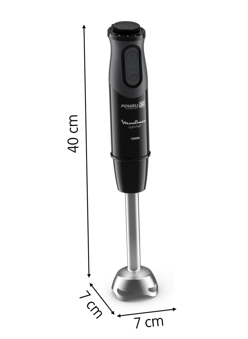 مولينكس - Optichef Hand Blender 1000 Watt 15 Functions 500 ML Chopper Whisk DD6552EG Black - Image 1