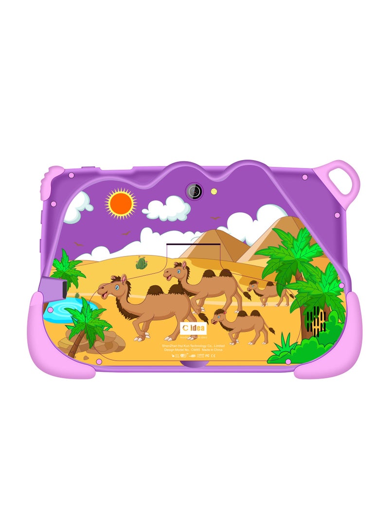 C idea - 7-Inch Smart Tablet for Kids Wi-Fi Bluetooth GPS Android 12 6GB 128GB Edge Proof Children Education Tab with Built-in Foldable Stand Dual Camera Game Tab Purple - Image 1