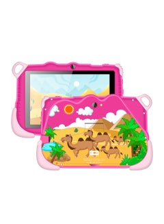 C idea 7-Inch Smart Tablet for Kids Wi-Fi Bluetooth GPS 6GB+128GB Android 12 Edge Proof Children Education Tab with Built-in Foldable Stand Dual Camera Game Tab Pink  - Image 1