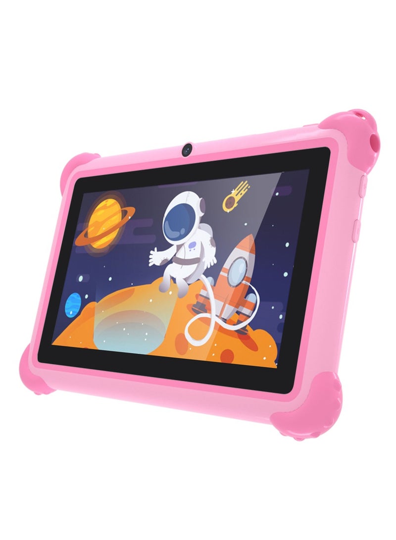 C idea WiFi Kids Smart Tablet Shockproof Edges With Built-in Stand 7-inch Display 6GB 128GB Android Bluetooth Educational Kids Learning Games For Children Surprise Gifts Pink - Image 2