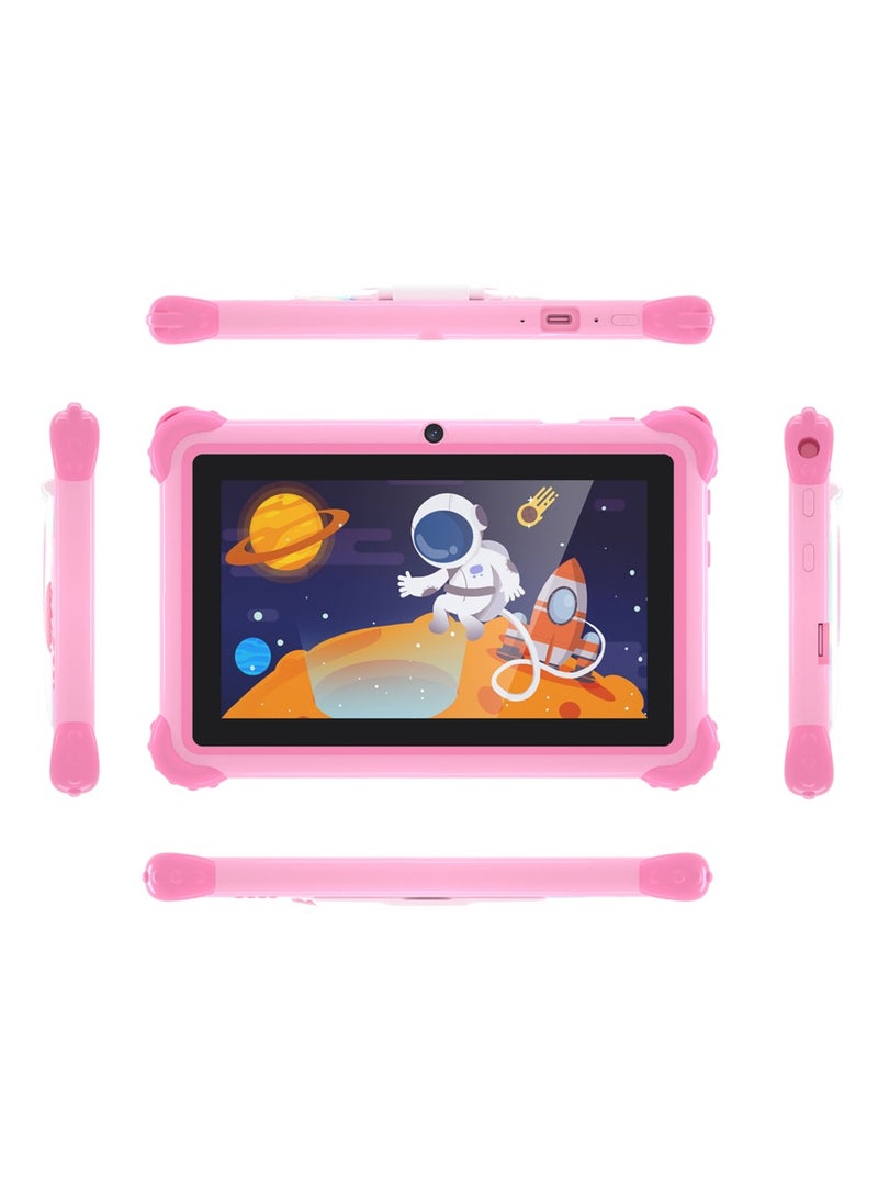 C idea WiFi Kids Smart Tablet Shockproof Edges With Built-in Stand 7-inch Display 6GB 128GB Android Bluetooth Educational Kids Learning Games For Children Surprise Gifts Pink - Image 4