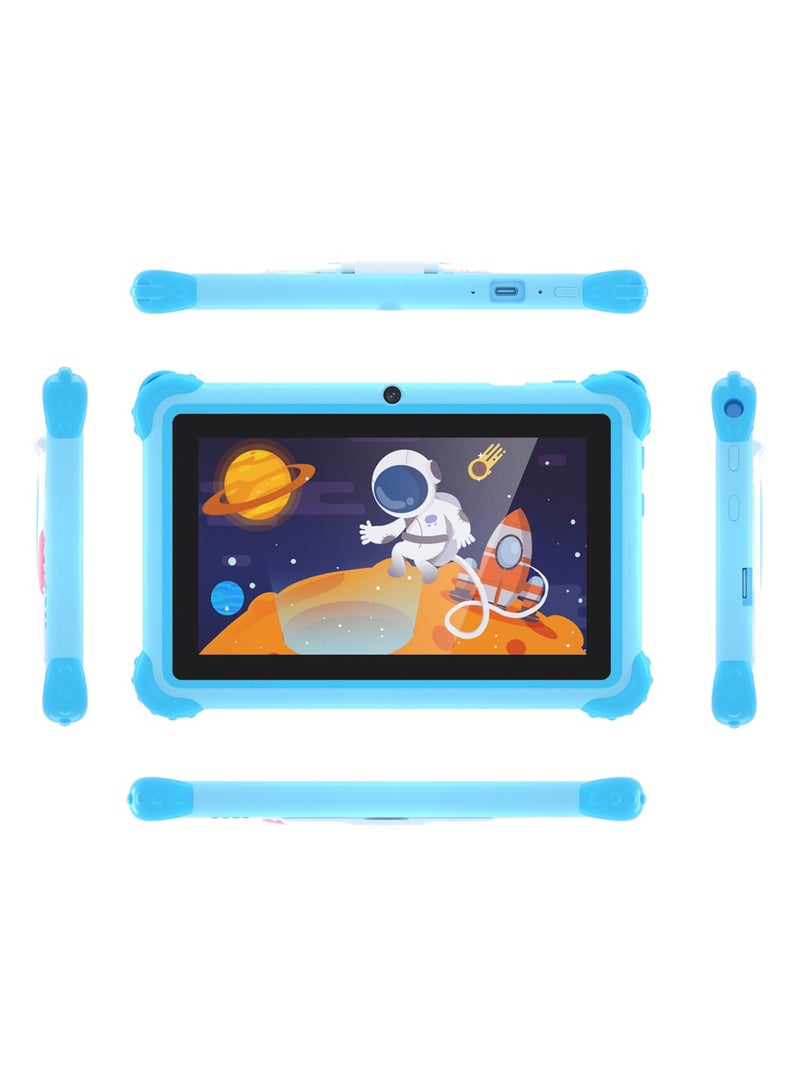 C idea - WiFi Kids Smart Tablet Shockproof Edges With Built-in Stand 7-inch Display 6GB RAM 128GB ROM Android Bluetooth Educational Kids Learning Games For Children Surprise Gifts Blue - Image 1