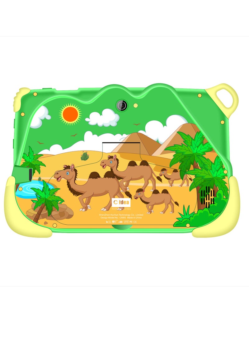C idea - 7-Inch Smart Tablet for Kids Wi-Fi Bluetooth GPS 6GB RAM 128GB ROM Android 12 Edge Proof Children Education Tab with Built-in Foldable Stand Dual Camera Game Tab Green - Image 1