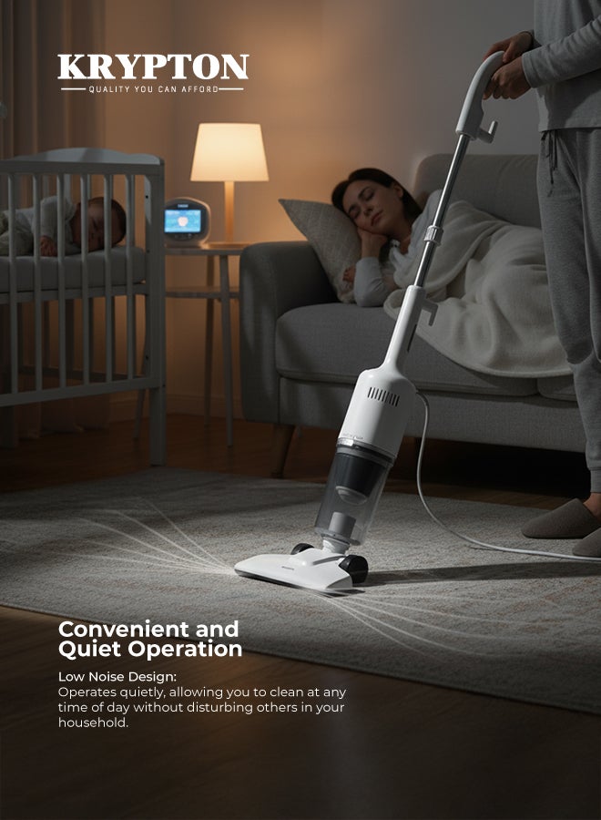 KRYPTON 2-in-1 Stick & Handheld Vacuum Cleaner, 600W Powerful Motor, HEPA Filter, Transparent Dust Cup, One-Key Dust Release, Low Noise, Lightweight 600 W KNVC6603 White - Image 4