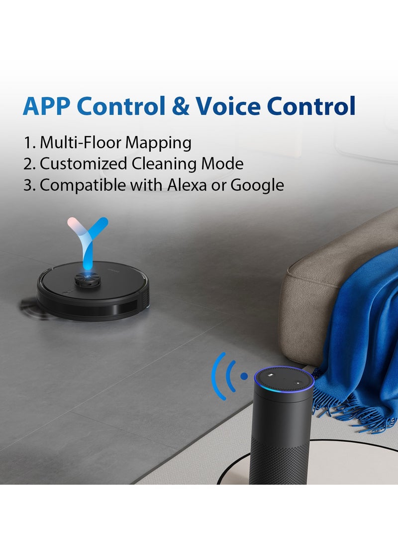 ecovacs - Robot Vacuum Cleaner with Auto-Empty Station, 2 IN 1 Vaccum and Mop 6500Pa Suction, Advanced LDS Navigation Technology & True Mapping Support Multi-Floor -1 Year Warranty 200 ml 35 W Deebot Y1 Pro Plus Black - Image 1