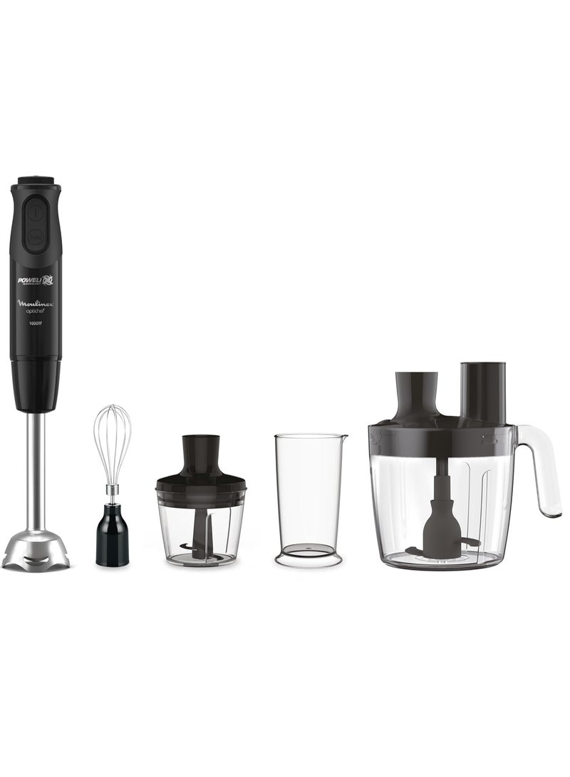 Moulinex Optichef Hand Blender, 1000 Watts, 20 Functions, 3 L Food Processor, 500 ML Chopper - DD6553EG, Black DD6553EG Black  - Image 2
