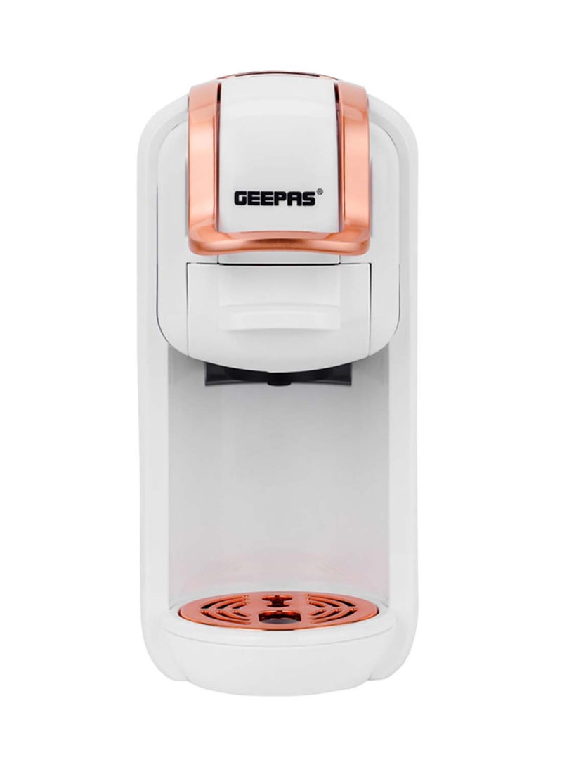 GEEPAS - 4-In-1 Capsule Coffee Machine With Fast Heating System, One-Touch Button/Removable 0.6L Water Tank/Compatible With Nespresso, Dolce Gusto, Ground Coffee & Caffitaly ,Mini Size Fits Anywhere 600 ml 1450 W GCM41526-WT White/Rose Gold - Image 1