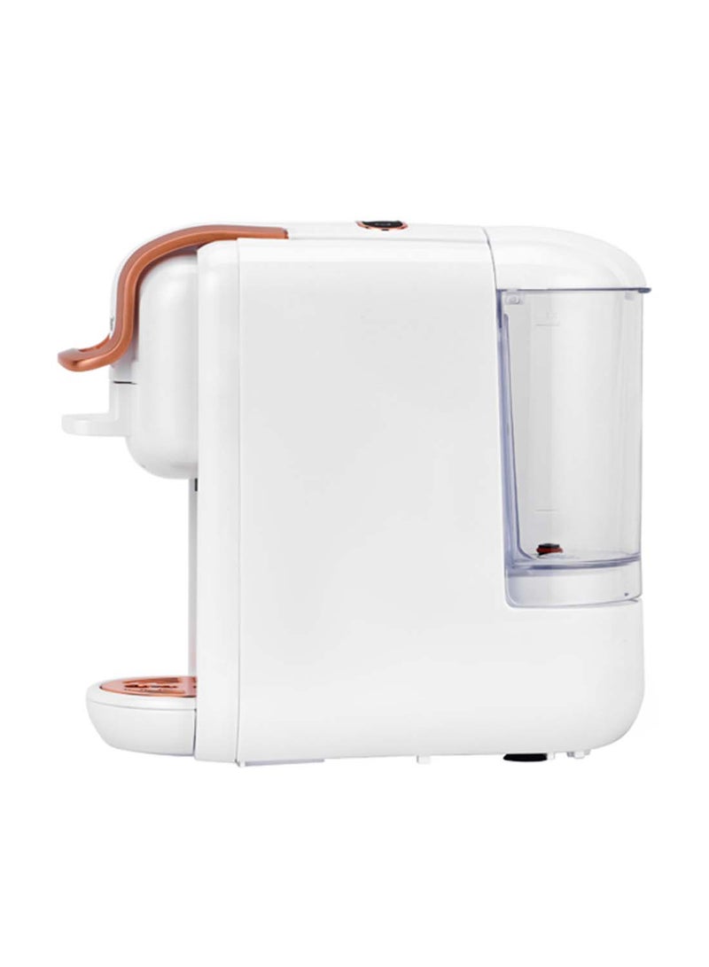 GEEPAS - 4-In-1 Capsule Coffee Machine With Fast Heating System, One-Touch Button/Removable 0.6L Water Tank/Compatible With Nespresso, Dolce Gusto, Ground Coffee & Caffitaly ,Mini Size Fits Anywhere 600 ml 1450 W GCM41526-WT White/Rose Gold - Image 1