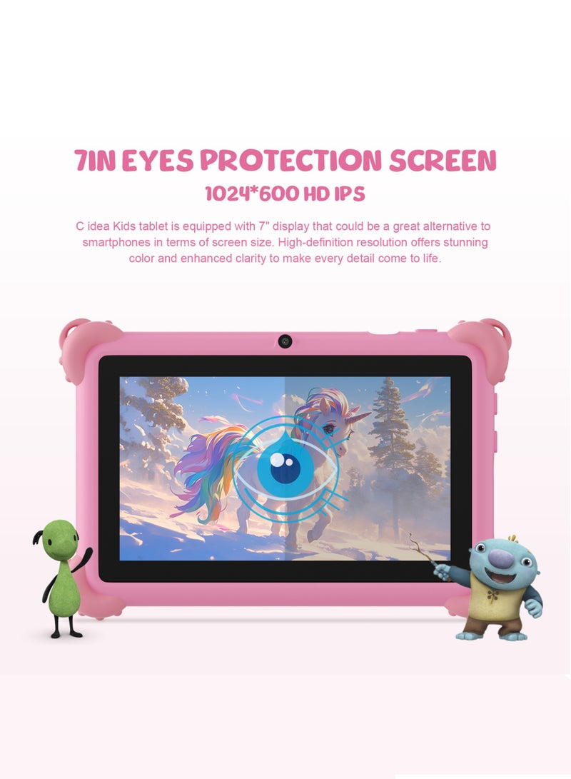 C idea - 7 Inch Tablets for Kids,Android Kids Tablet Age 2-5, Kids APP Pre-Installed Small Smart Kids Tablets for Girls Boys Children Educational Pink - Image 1