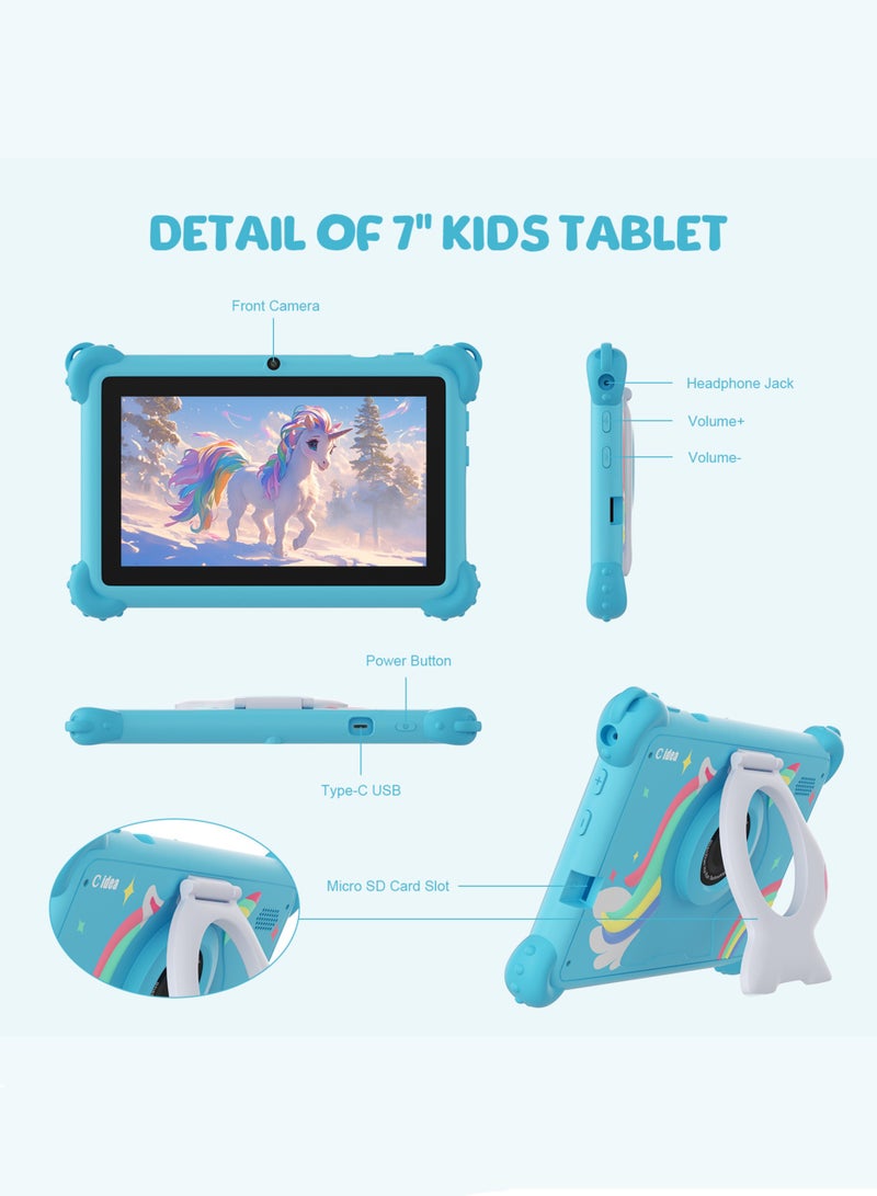 سي آيديا 7 Inch Tablets for Kids,Android Kids Tablet Age 2-5, Kids APP Pre-Installed Small Smart Kids Tablets for Girls Boys Children Educational Blue  - Image 4