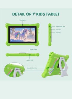 C idea 7 Inch Tablets for Kids,Android Kids Tablet Age 2-5, Kids APP Pre-Installed Small Smart Kids Tablets for Girls Boys Children Educational Green  - Image 3