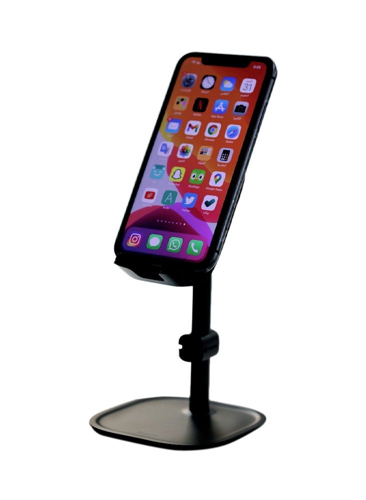 Baseus Universal Adjustable Desktop Stand for Mobile Phone, Tablet, Aluminum Alloy Desktop Stand for iPhone, Samsung, iPad, Xiaomi - Black - Image 1