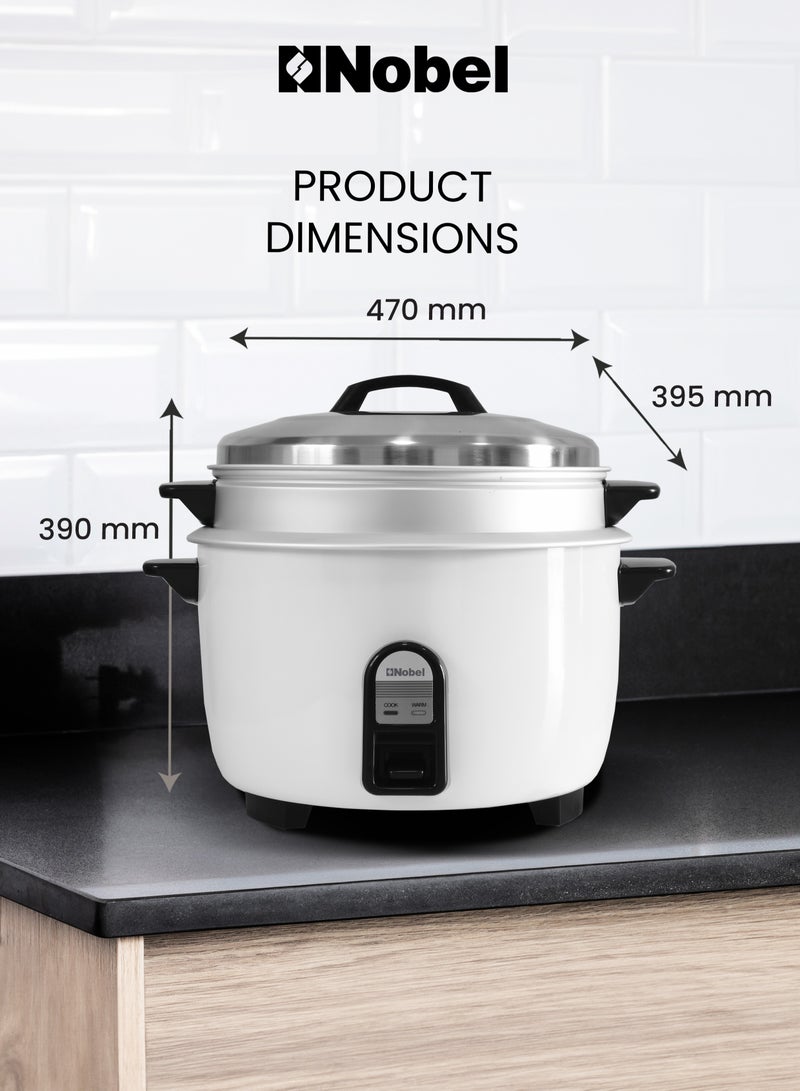 Nobel - 6.0L Stainless Steel Rice Cooker & Steamer With Auto Shut-Off, Keep Warm Function, Dual Grip Handle, Aluminum Inner Pot, And 1900W Power Input NRC600 White - Image 1