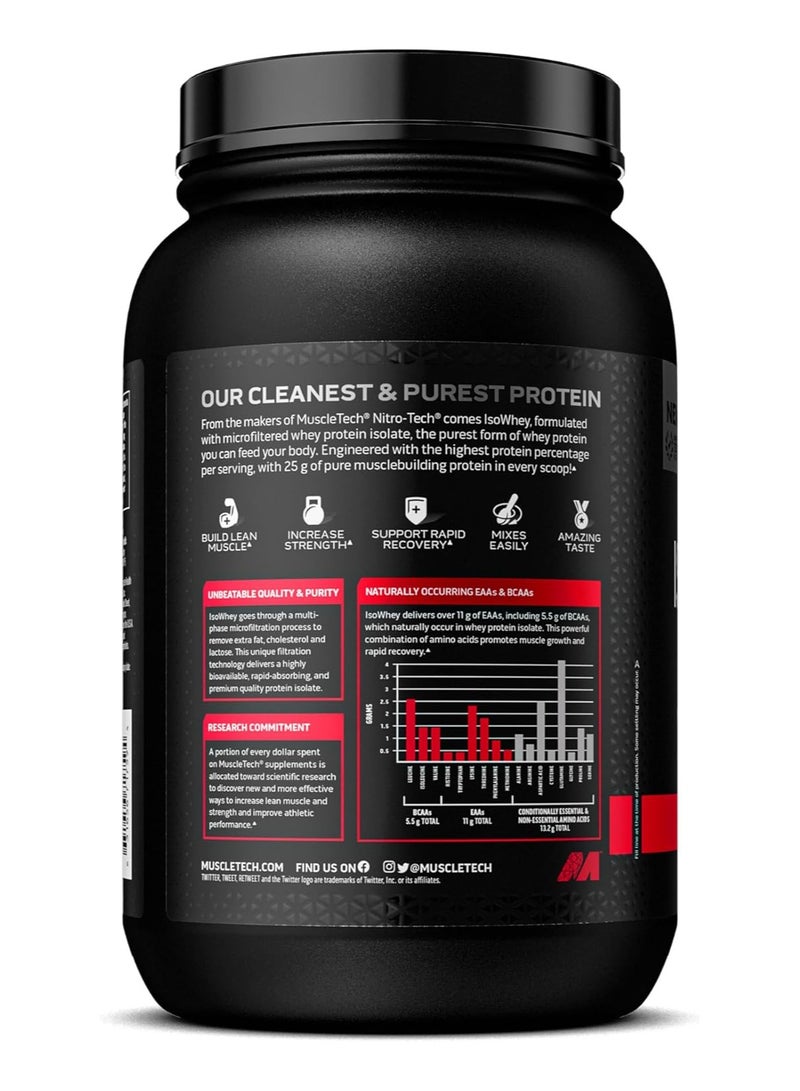 MuscleTech - MuscleTech IsoWhey 100% Whey Protein Isolate Dietary Supplement, 2 lbs (907 g) in Vanilla Flavor - Image 1