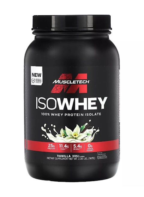 MuscleTech IsoWhey 100% Whey Protein Isolate Dietary Supplement, 2 lbs (907 g) in Vanilla Flavor