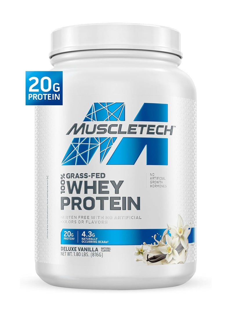 ماسل تيك - Grass Fed Whey Protein Powder Non-GMO, Gluten Free 20g Protein + 4.3g BCAA  Deluxe Vanilla, 1.8 lbs - Image 1