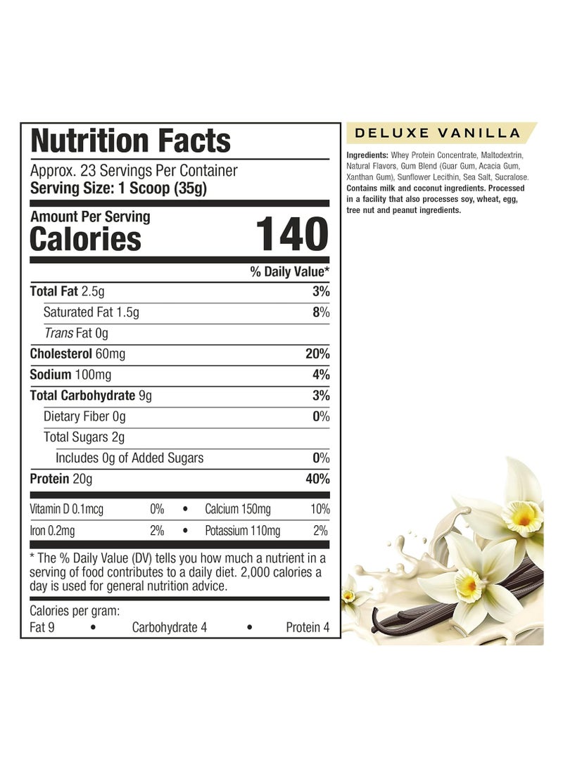 ماسل تيك - Grass Fed Whey Protein Powder Non-GMO, Gluten Free 20g Protein + 4.3g BCAA  Deluxe Vanilla, 1.8 lbs - Image 1