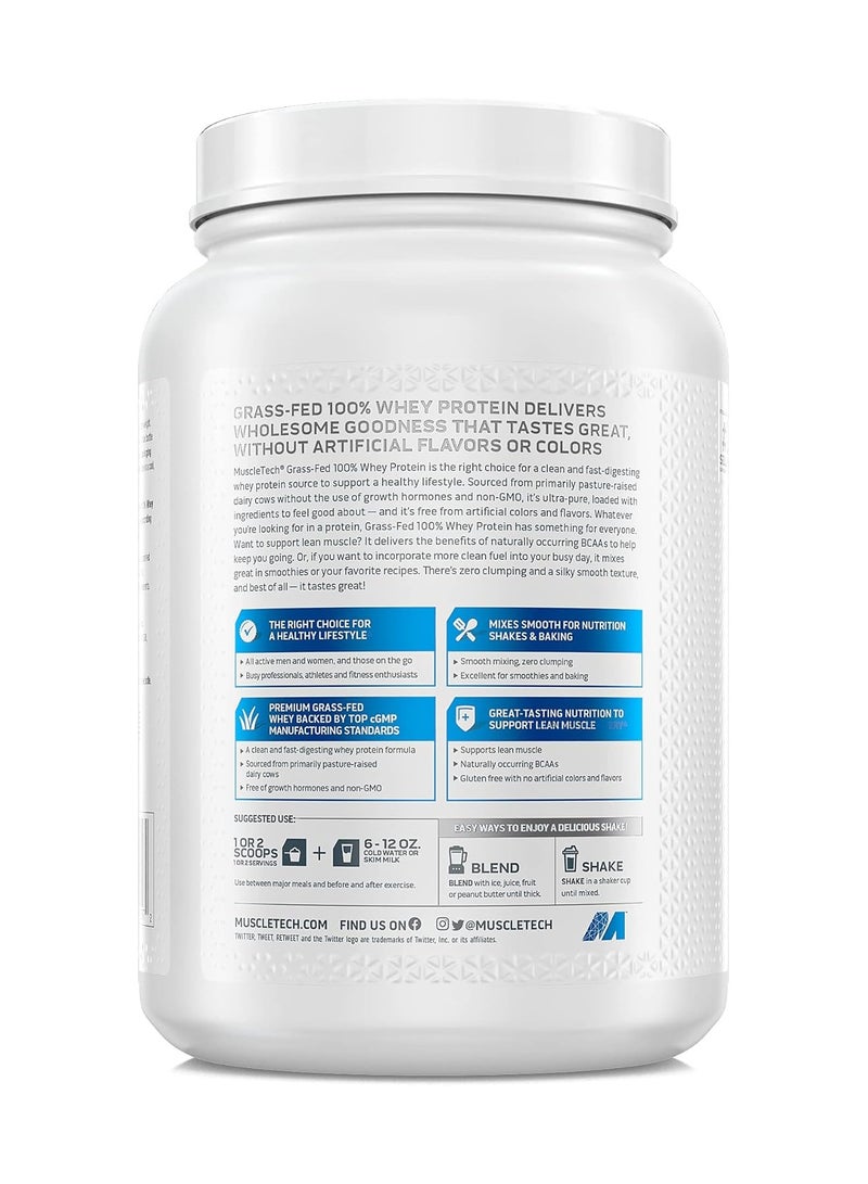 ماسل تيك - Grass Fed Whey Protein Powder Non-GMO, Gluten Free 20g Protein + 4.3g BCAA  Deluxe Vanilla, 1.8 lbs - Image 1