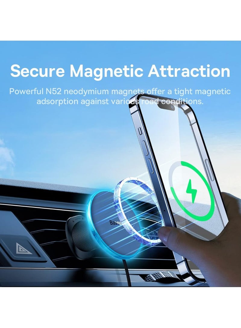 Baseus MagSafe Car Charger 40W Magnetic Wireless ,15W Fast Charging Phone Holder for Car Air Vent With 25W Max USB A Car Charger, Compatible with Apple Magsafe Series iPhone 15/14/13/12 and Official Magsafe Case Black  - Image 4