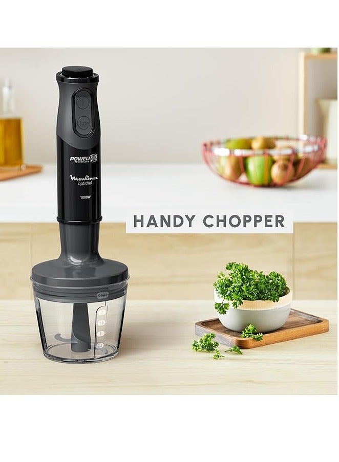 Moulinex Optichef Hand Blender 1000 Watt 15 Functions 500 ML Chopper Whisk DD6552EG Black  - Image 3