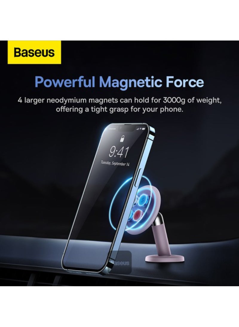 Baseus Strong Magnetic Mobile Phone Holder Stand 3M Solid Tape Car Dashboard Mount 360 Degree Rotation with Cable Clip Organizer - Black  - Image 3