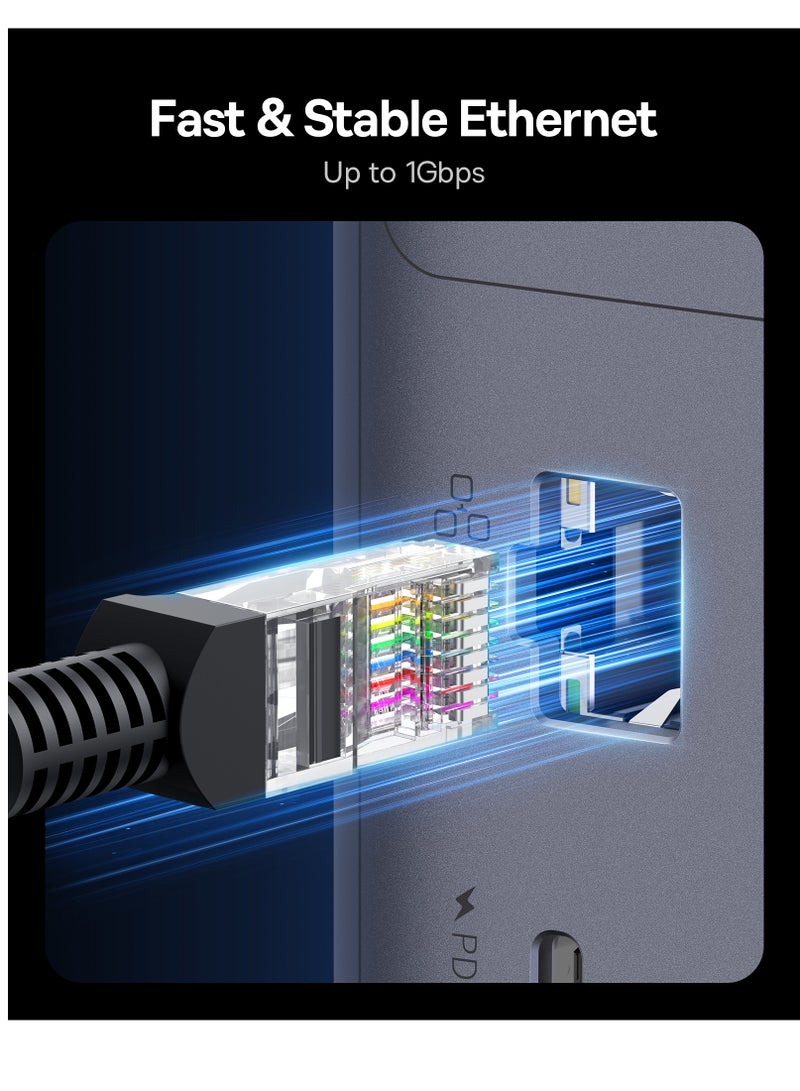 بيسوس - 10-in-1 USB-C Docking Station for MacBook, Dual HDMI 4K@60Hz/30Hz, 2 USB-A 5Gbps, USB-C 5Gbps, 100W PD, RJ45 Gigabit Ethernet, 2 USB-A 480Mbps, PD USB-C Charging, 3.5mm Audio Jack – Ultimate Multiport Hub for MacBook Pro/Air, iMac and More Space Grey - Image 1
