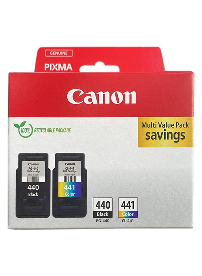 Canon PG 440 Black Ink Cartridge +CL 441 Colour Ink Cartridge Multi-Value Saving pack Black,Cyan, Magenta,Yellow  - Image 1