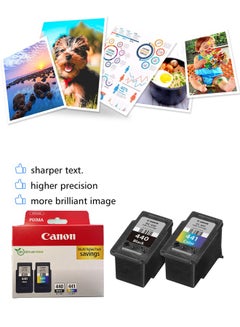 كانون PG 440 Black Ink Cartridge +CL 441 Colour Ink Cartridge Multi-Value Saving pack Black,Cyan, Magenta,Yellow  - Image 2