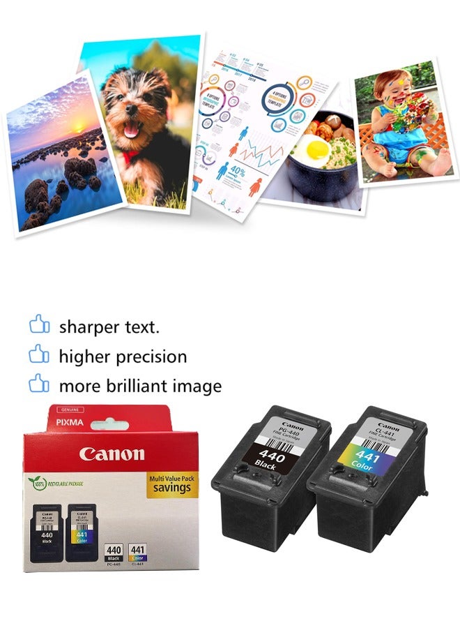 Canon PG 440 Black Ink Cartridge +CL 441 Colour Ink Cartridge Multi-Value Saving pack Black,Cyan, Magenta,Yellow  - Image 2