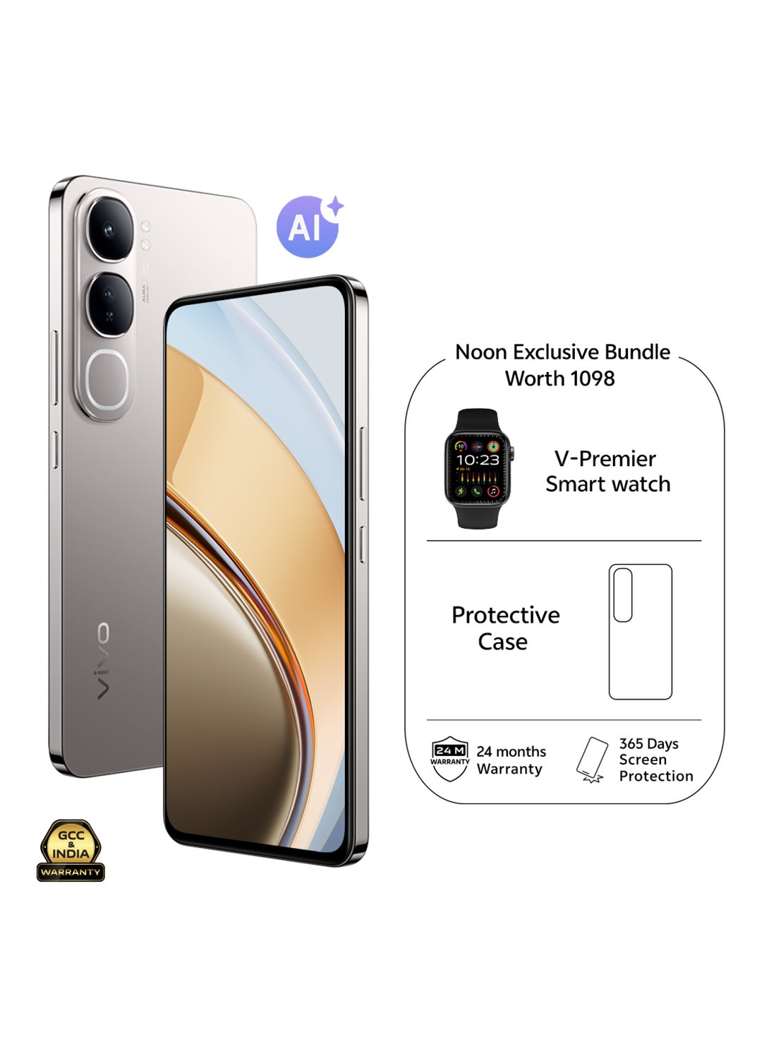 vivo V40 Lite 5G Dual SIM Titanium Silver 12GB RAM 512GB With Exclusive Gifts V-Premier Smartwatch and 24 Months Warranty + 1 Year Screen Replacement - Middle East Version 