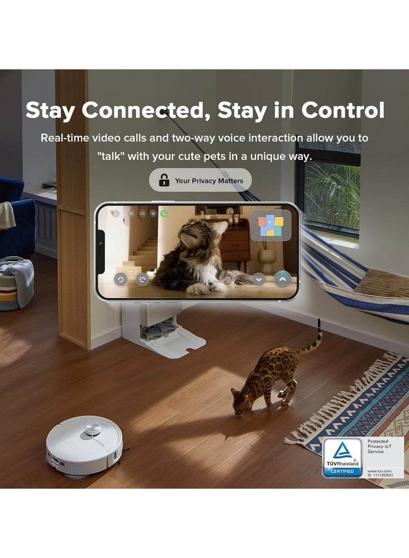 روبو روك Qrevo Master Robot Vacuum, 10000Pa Suction, Multifunctional Dock 3.0, Hot Water Mop Washing&Warm Air Drying, Dual Spinning Mops, Video Call & Cruise, FlexiArm Side Brush&Mop, 2.7 L 67 W QR2PPS+EWFD22HRR White  - Image 3