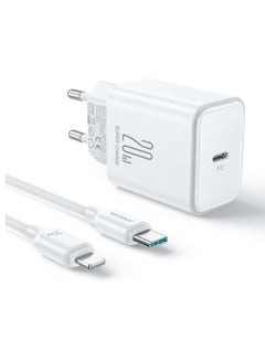 JOYROOM JR-TCF06 EU 20W PD Single Port Charger with Cable, 1 Meter Length WHITE  - Image 1