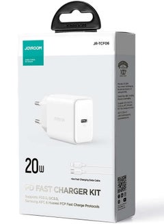 JOYROOM JR-TCF06 EU 20W PD Single Port Charger with Cable, 1 Meter Length WHITE  - Image 2