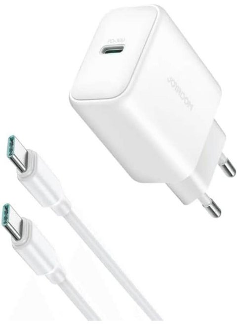 JR-TCF20EU PD20W Charger With Data Cable 1M Type-C To Type-C White