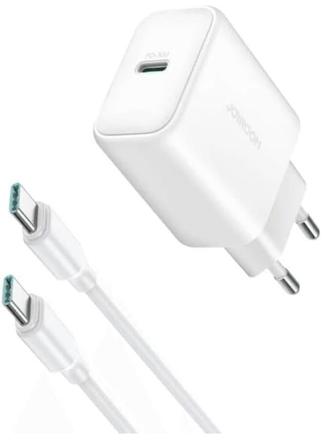 JOYROOM - JR-TCF20EU PD20W Charger With Data Cable 1M Type-C To Type-C White - Image 1